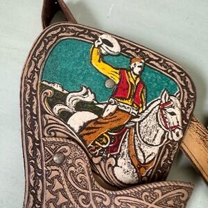 Rare vintage cap gun holster cowboy on horse